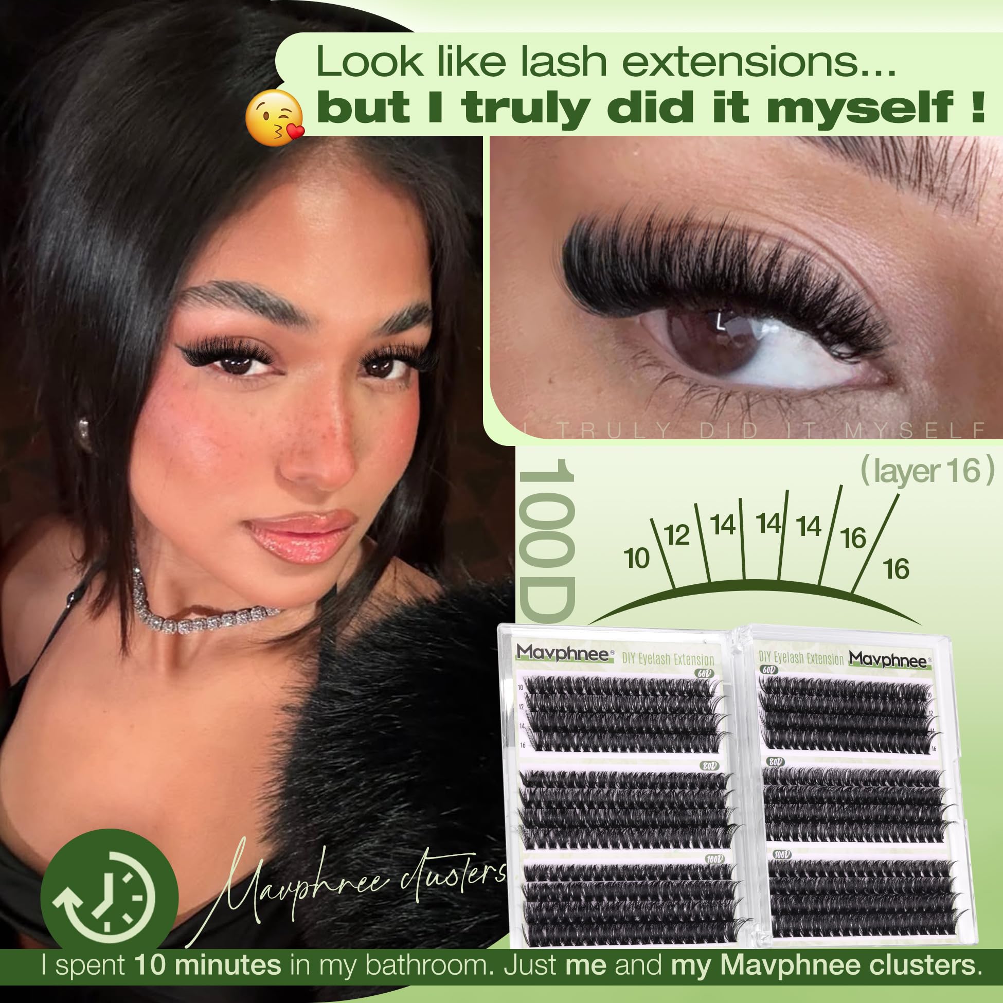 D Curl Cluster Eyelash Extensions 480Pcs Volume Lash Extensions DIY Eyelash Extensions for Beginners Wispy Eyelash Clusters Natural Fluffy Individual Lashes Clusters (60D 80D 100D Mixed, 10-16MM) 🍁 All In One Marketplace Canada