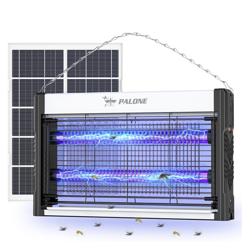 PALONE Solar Bug Zapper, 4000V Electric Bug Zapper with 8W Solar Panel, Rechargeable Bug Zapper with LED Light, Fly Zapper with Fireproof Waterproof, Indoor Outdoor Zapper for Kitchen,Camping,Patio 🍁 All In One Marketplace Canada
