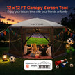 VEVOR Camping Gazebo Tent, 12'x12', 6 Sided Pop-up Canopy Screen Tent for 8 Person Camping, IPX3 Water-Resistant Screen Shelter w/Portable Storage Bag, Ground Stakes, Mesh Windows, Brown & Beige 🍁 All In One Marketplace Canada