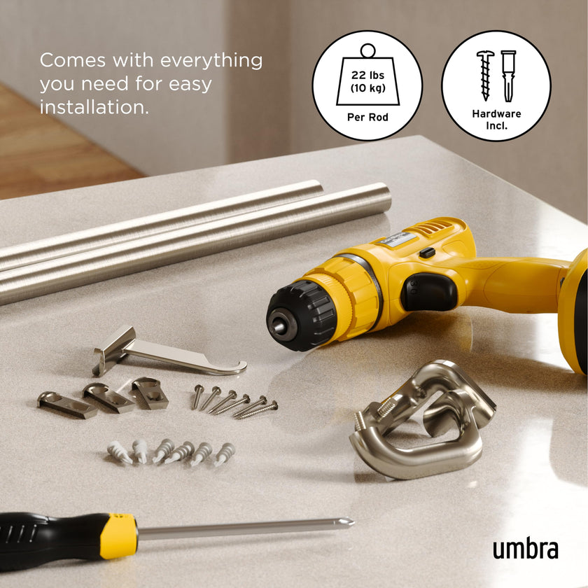Umbra Twilight Curtain Rod Set – Wrap Around Design Ideal for Blackout or Room Darkening Panels, 30 to 84 Inches, Nickel 🍁 All In One Marketplace Canada