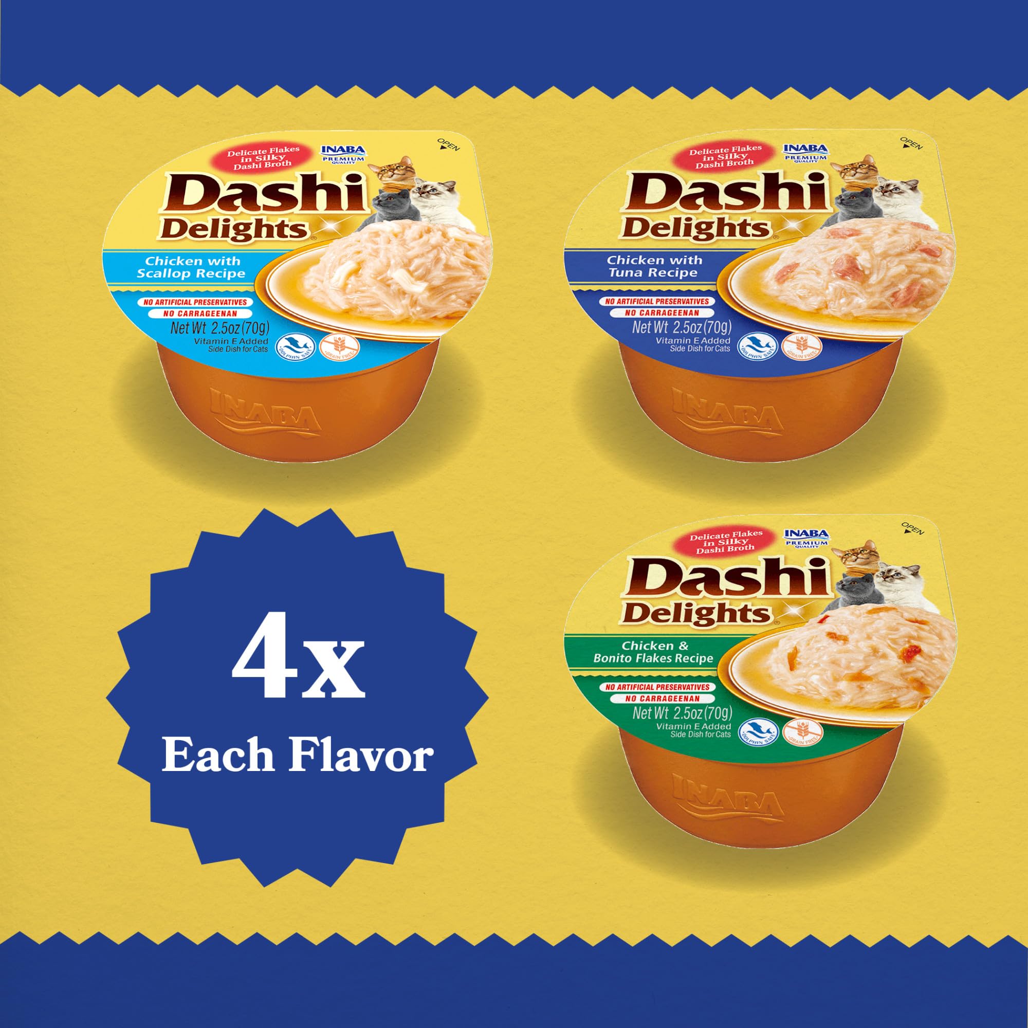INABA Dashi Delights for Cats, 70 gram Cup, 12 Cups Total, Seafood Variety 🍁 All In One Marketplace Canada