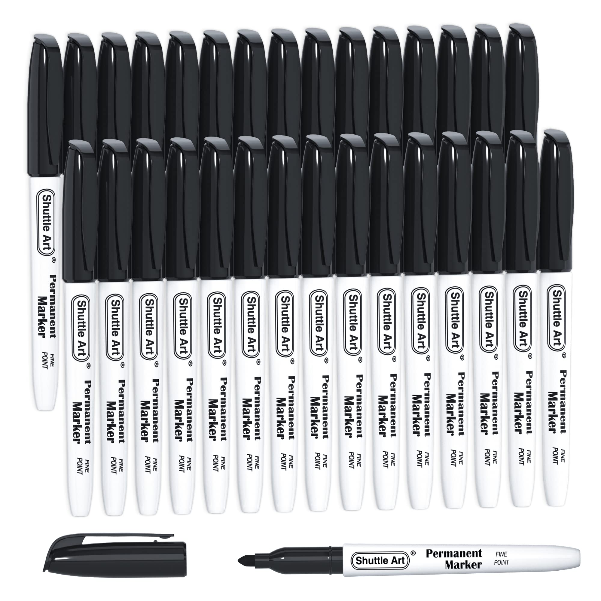 Shuttle Art Permanent Markers, 30 Pack Black Permanent Marker set,Fine Point, Works on Plastic,Wood,Stone,Metal and Glass for Doodling, Marking… 🍁 All In One Marketplace Canada