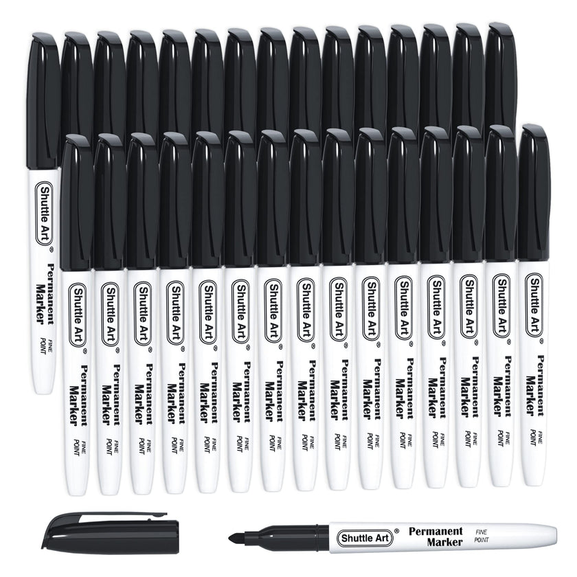 Shuttle Art Permanent Markers, 30 Pack Black Permanent Marker set,Fine Point, Works on Plastic,Wood,Stone,Metal and Glass for Doodling, Marking… 🍁 All In One Marketplace Canada