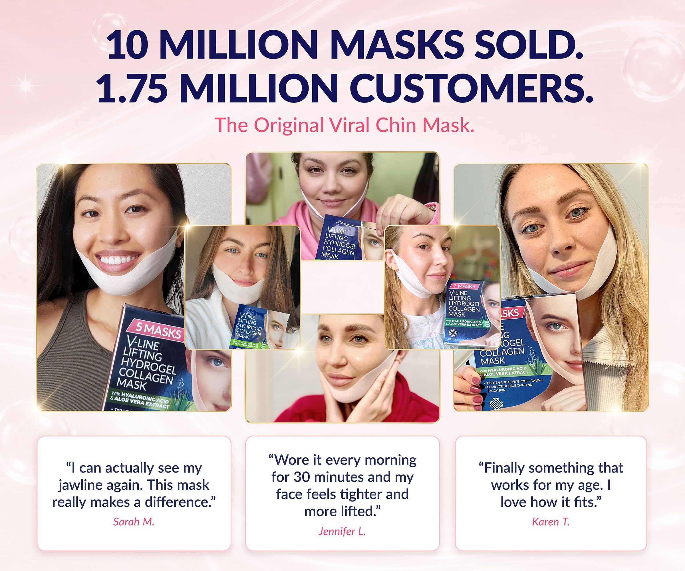 Stylia V Line Lifting Collagen Face Mask - Lift, Firm & Contour Jawline - Double Chin Strap with Hyaluronic Acid & Aloe Vera - Hydrating Neck & Face Tightening Mask - Chin Strap for Sleeping 10PC 🍁 All In One Marketplace Canada
