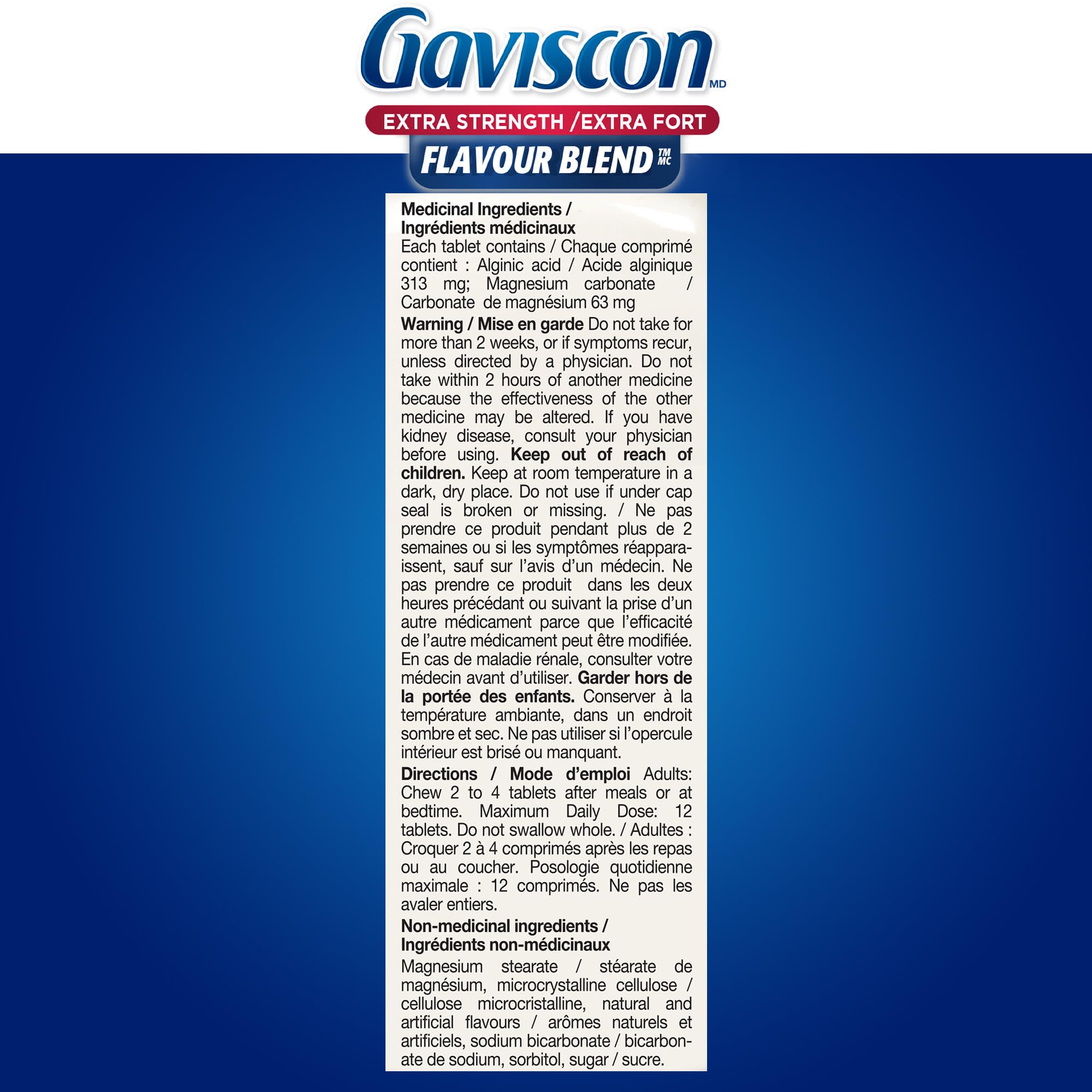Gaviscon Extra Strength Flavour Burst Tablets - 120 Count - Chewable Foaming Antacid Tablets for Day and Night Heartburn Relief, Acid Reflux and GERD Relief, Fruit Blast - Free of Aluminum, Lactose and Gluten 🍁 All In One Marketplace Canada