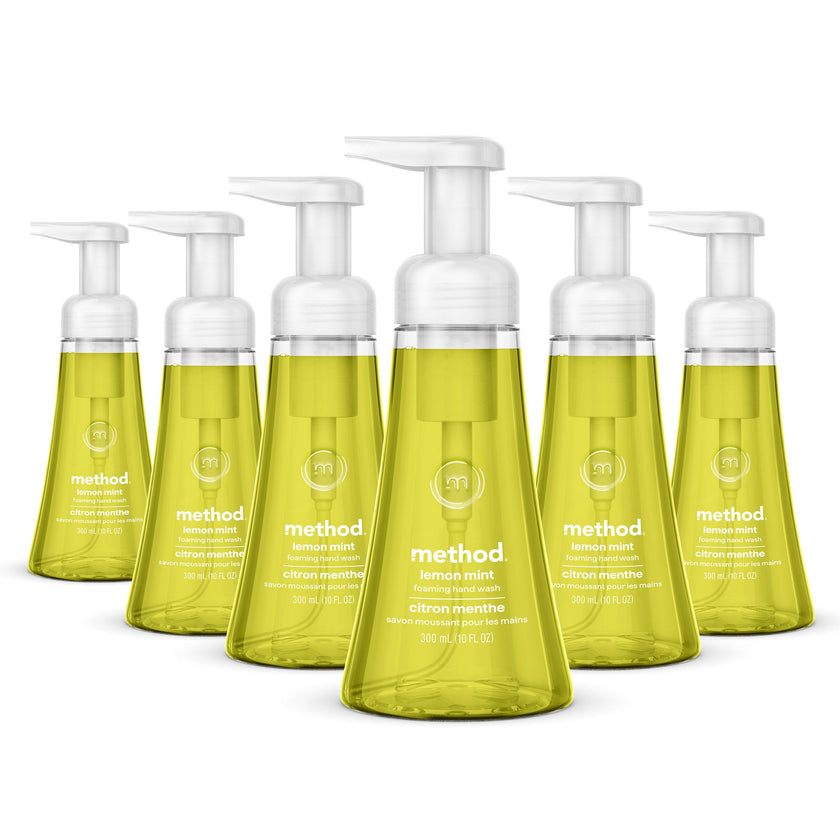 Method Foaming Hand Soap, Biodegradable Formula with Foaming Soap Dispenser Made of 100% Recycled Plastic, Lemon Mint Scent, 300 ml Soap Pump Bottles, 6 Pack 🍁 All In One Marketplace Canada