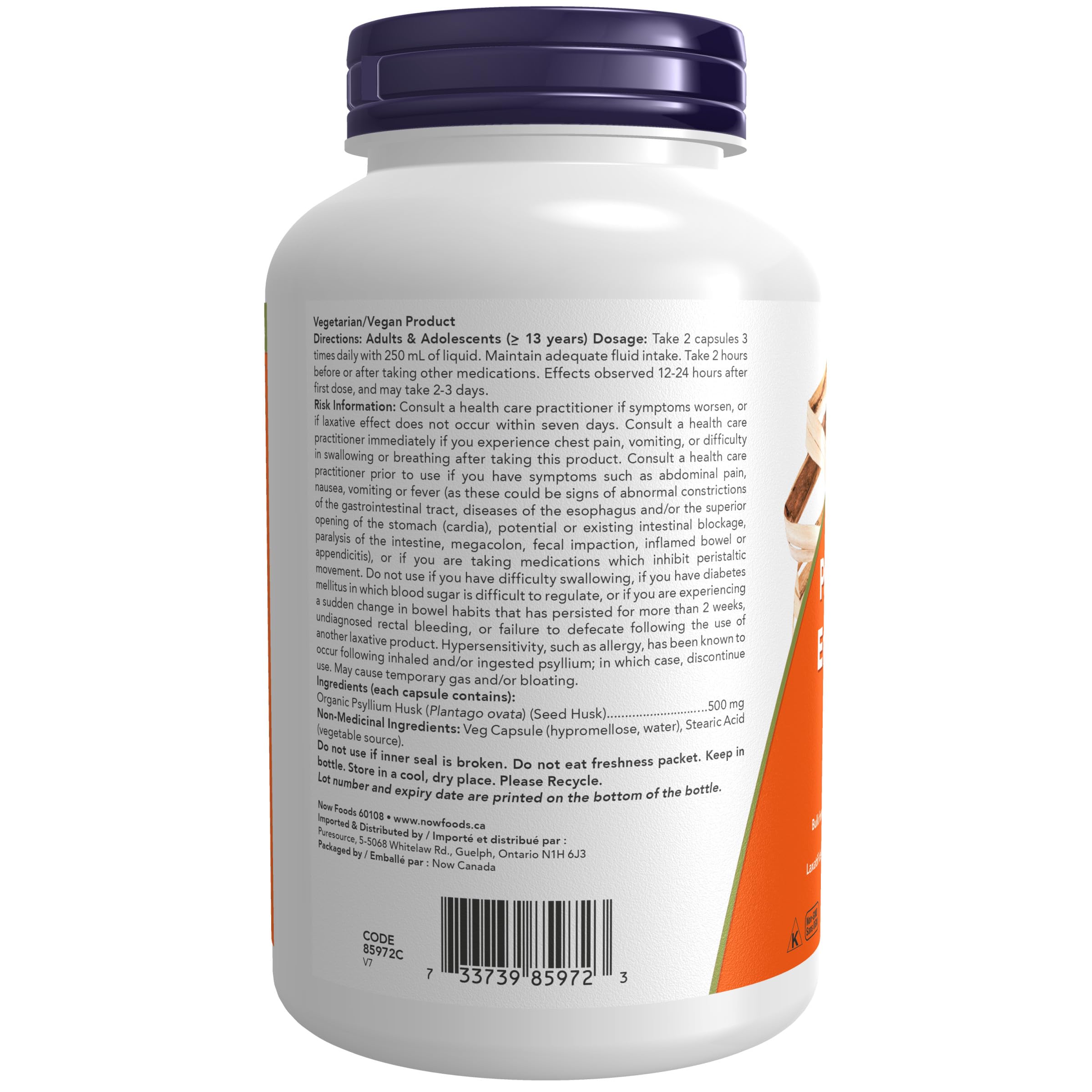 NOW Supplements, Psyllium Husk Caps 500 mg, Natural Soluble Fibre, Intestinal Health*, 500 Veg Capsules 🍁 All In One Marketplace Canada