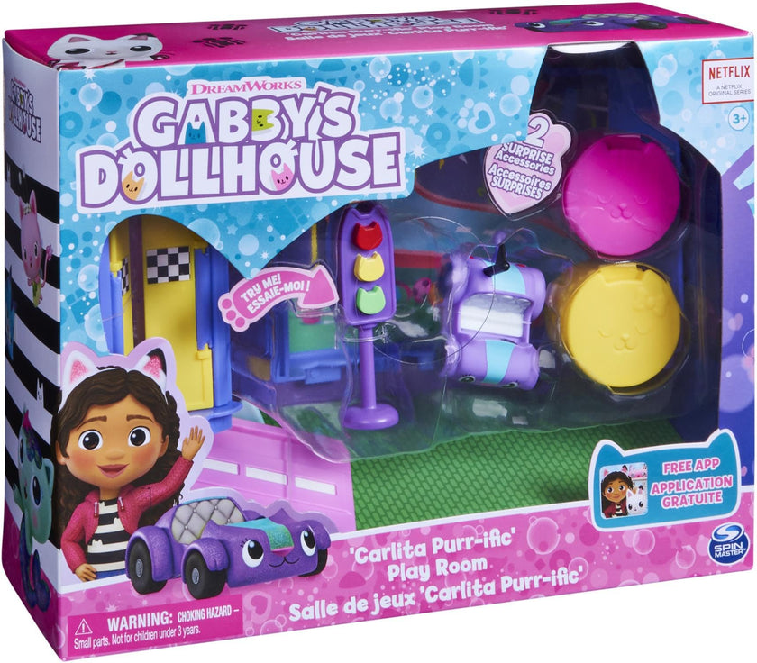 Gabby's Dollhouse, Carlita Purr-ific Play Room with Carlita Toy Car, Accessories, Furniture and Dollhouse Deliveries, Kids Toys for Ages 3 and up 🍁 All In One Marketplace Canada