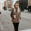 Women's Polerones Fleece Hoodie Pullover fall Winter Zipper Pocket Sweatshirt