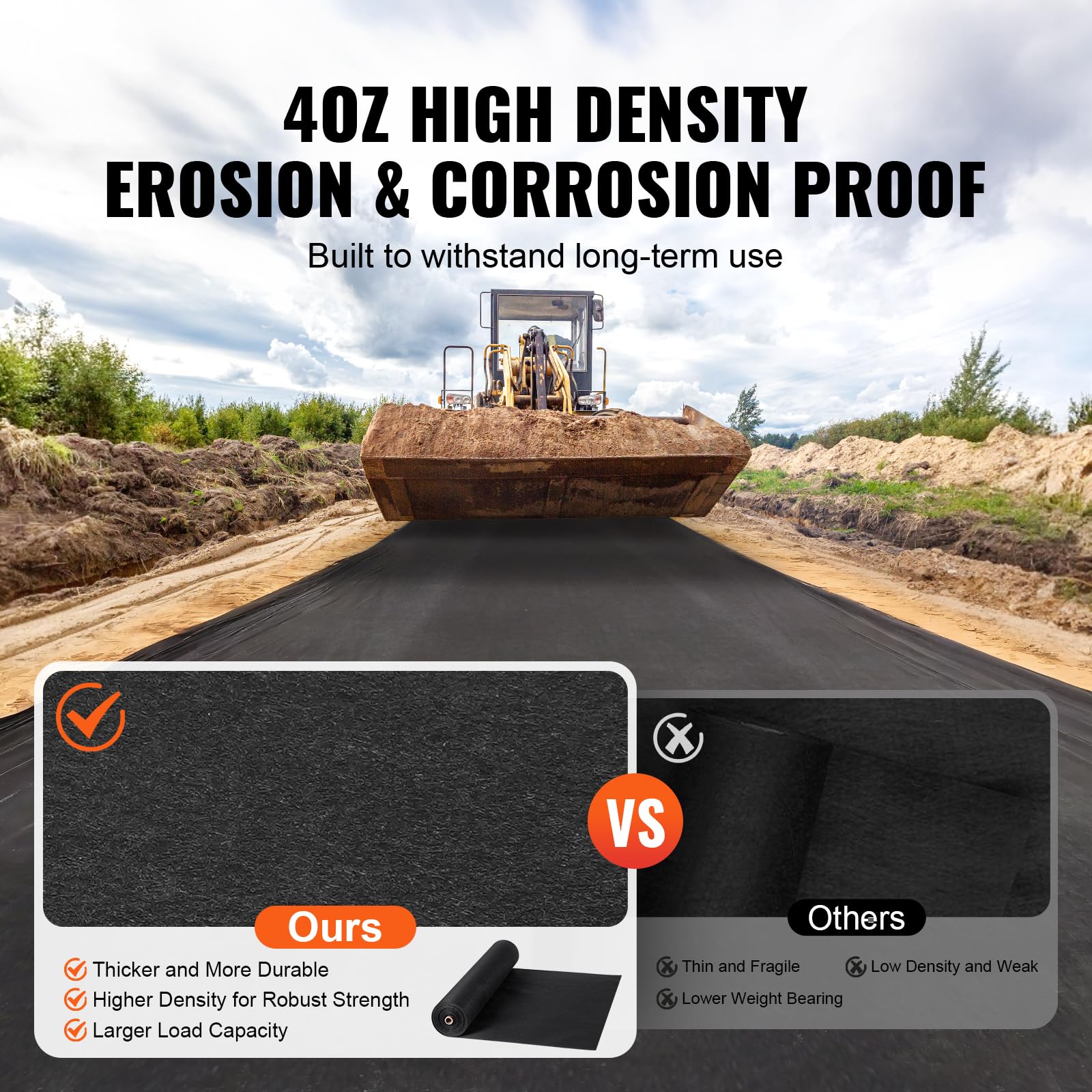 VEVOR Driveway Fabric, 3x100FT Non Woven Geotextile Fabric for Landscaping, Heavy Duty Garden Weed Barrier Fabric, 4OZ Landscape Fabric, French Drains Drainage Fabric, Ground Cover Weed Control Fabric 🍁 All In One Marketplace Canada