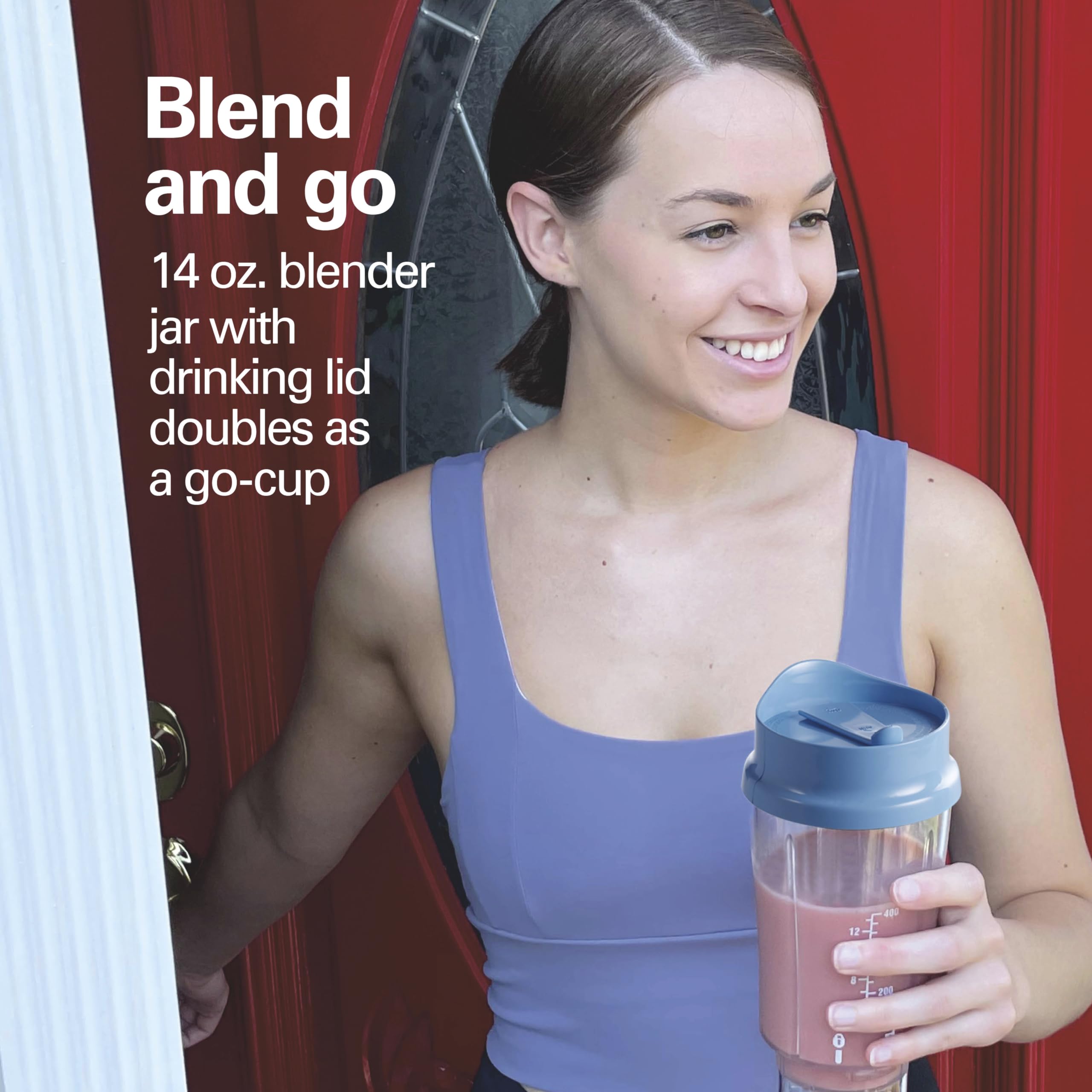 Hamilton Beach Personal Blender for Smoothies & Protein Shakes, Portable Single Serve Blender with Travel Lid, 14 oz BPA-Free Jar, 175W, Compact Countertop Blender, Tranquil Blue, 51172 🍁 All In One Marketplace Canada