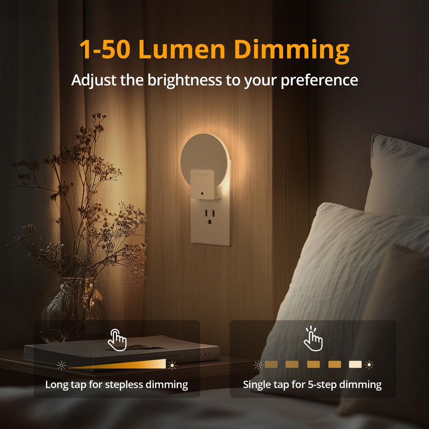 Lyridz Backlit Night Light Plug-in,[4 Pack] Glare-Free Indirect Glow, Dusk to Dawn Sensor, 1-50LM Dimmable Veilleuse, 2700K Warm White for Bedroom, Bathroom, Hallway 🍁 All In One Marketplace Canada