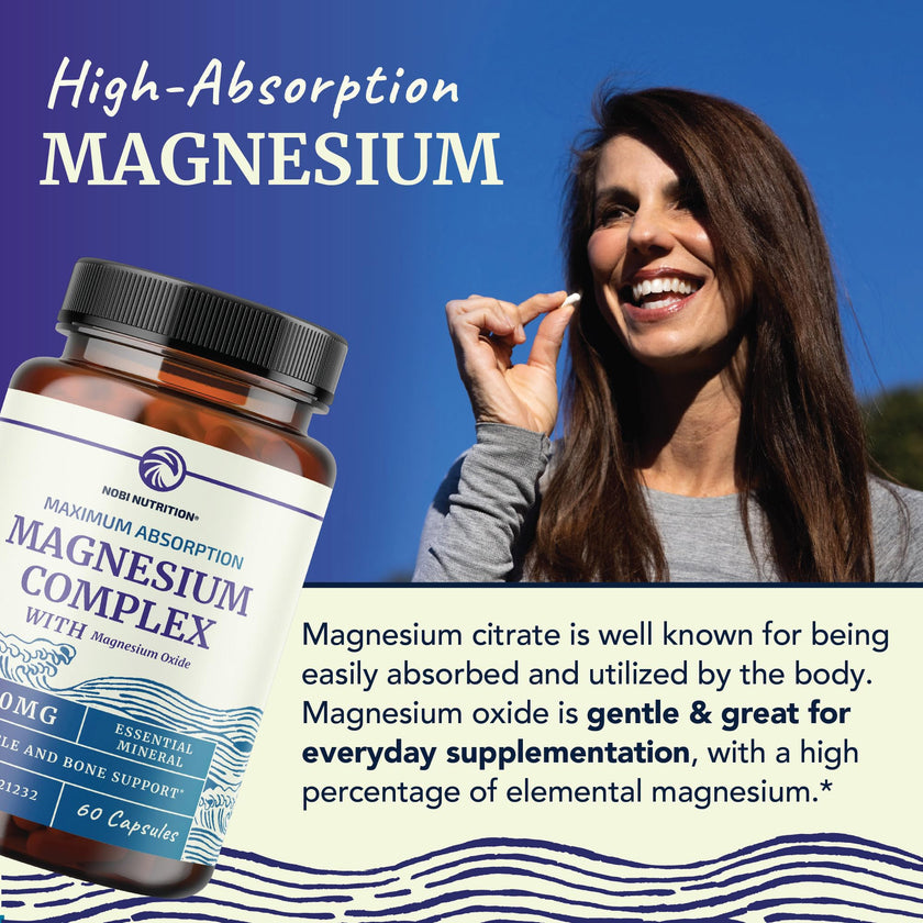 Magnesium Citrate Complex | 500MG | High Absorption Formula | Calm, Relaxation & Digestion Support Supplement with Elemental Magnesium Oxide | Made in Canada, Soy-Free | 60 Ct (2-Month Supply) 🍁 All In One Marketplace Canada