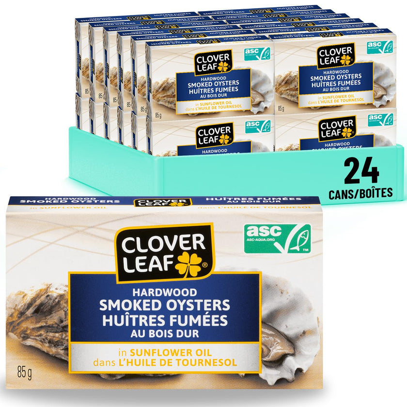 Clover Leaf Smoked Oysters In Sunflower Oil, 85g, 24 Count 🍁 All In One Marketplace Canada