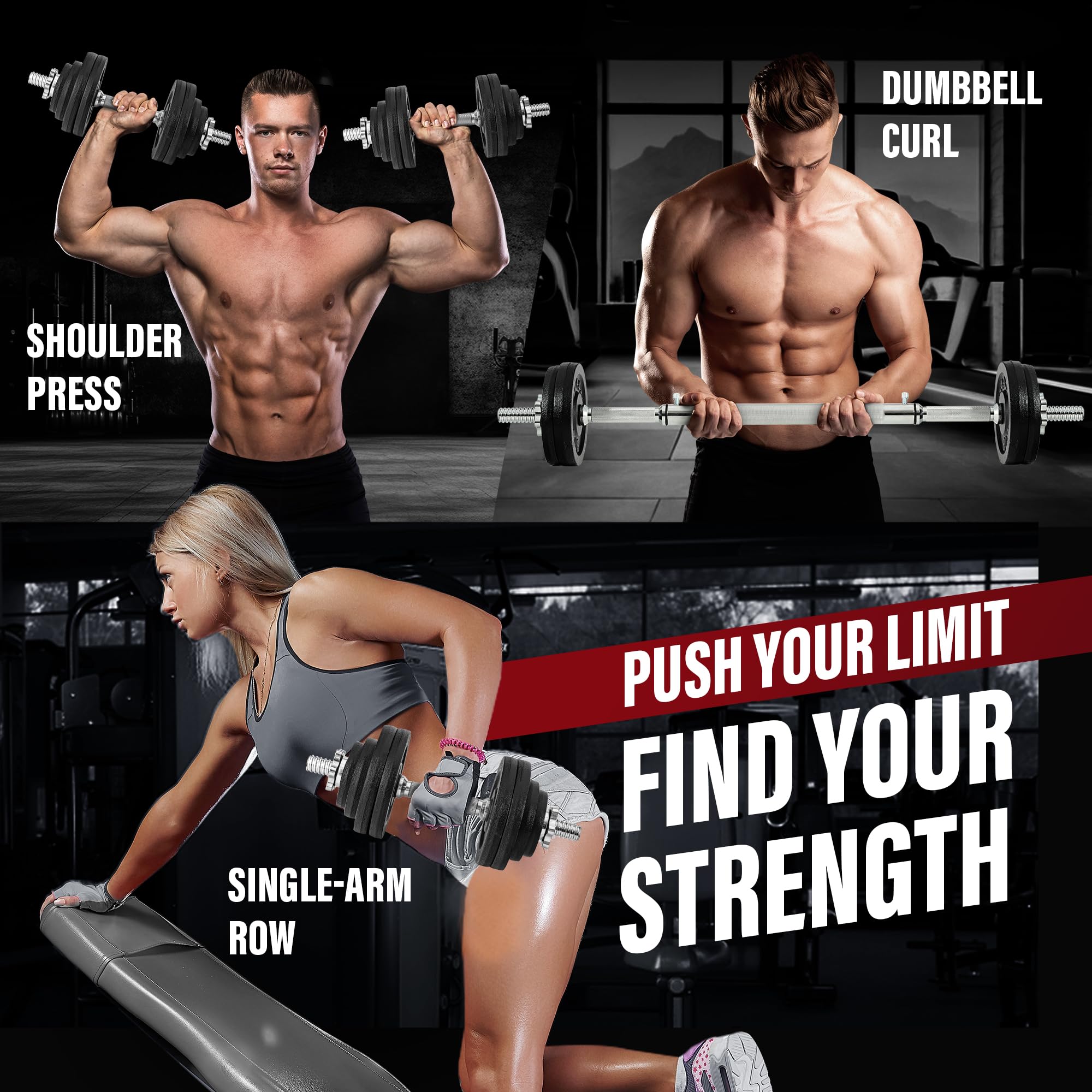 Yes4All Adjustable Cast Iron Dumbbell Set with Connector, 40 lb Combo, Black, Converts to Barbell for Home Gym 🍁 All In One Marketplace Canada