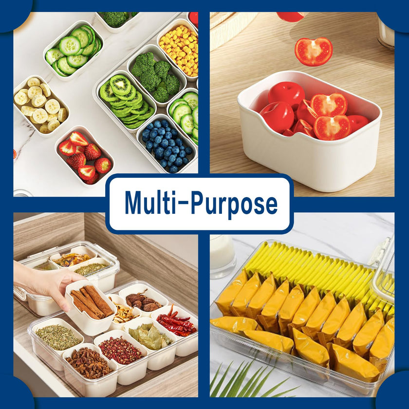 Pure Future 2-Pack Snackle Box Containers with Handles - Divided Serving Tray with Lids, 8 Compartments Charcuterie Box for Travel, Movie Nights & Parties (Hand Wash Only) 🍁 All In One Marketplace Canada
