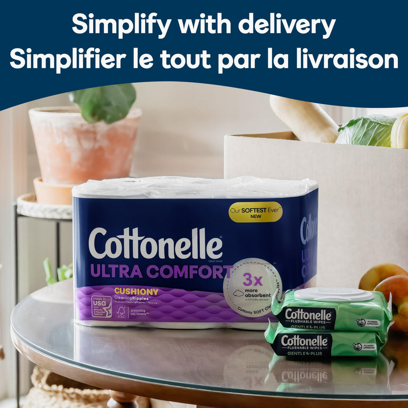 Cottonelle Toilet Paper, 24 Family Mega Rolls = 108 Regular Rolls (4 Packs of 6), Ultra Soft (Formerly Ultra Comfort), Soft Bathroom Tissue, 296 Sheets per Roll, Packaging May Vary 🍁 All In One Marketplace Canada