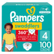 Pampers Diapers - Swaddlers 360 degrees - Size 4, 100 Count, up to 100% Leakproof Comfy Dry Fit, EZ Off Tabs Designed for Easy Changes, Pull On Diaper 🍁 All In One Marketplace Canada