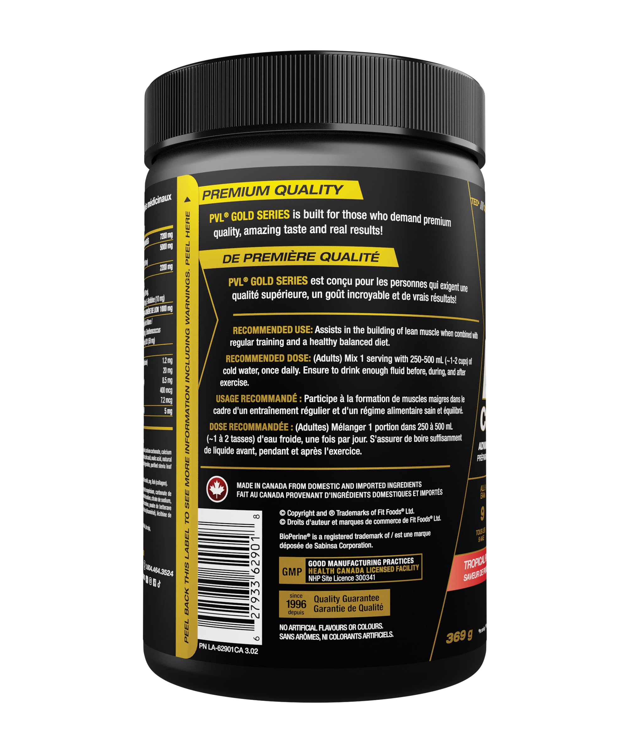 PVL EAA+BCAA COMPLETE – Essential Amino Acid Supplement with BCAAs, Electrolytes & B-Vitamins – Pre, Intra or Post Workout Powder – Keto & Vegan Friendly – Tropical Punch, 30 Servings 🍁 All In One Marketplace Canada