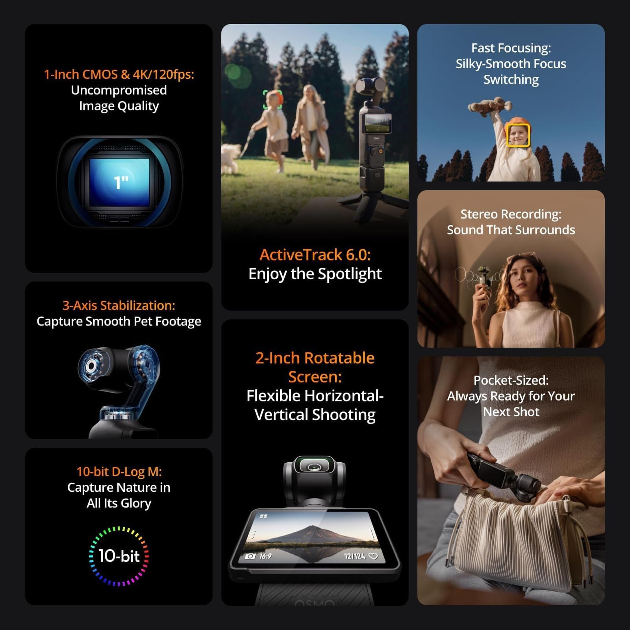 DJI Osmo Pocket 3 Creator Combo, Vlogging Cameras with 1'' CMOS, 4K/120fps Vlog Camera, 3-Axis Stabilization, Face/Object Tracking, Mic Included for Clear Sound, Digital Vlogging Camera for YouTube 🍁 All In One Marketplace Canada