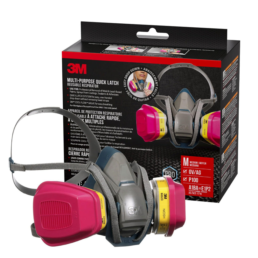 3M Pro Quick Latch Half Facepiece Reusable Respirator All-in-One Kit, Multi-purpose, M (1 Mask and 1-pair Cartridges) 🍁 All In One Marketplace Canada