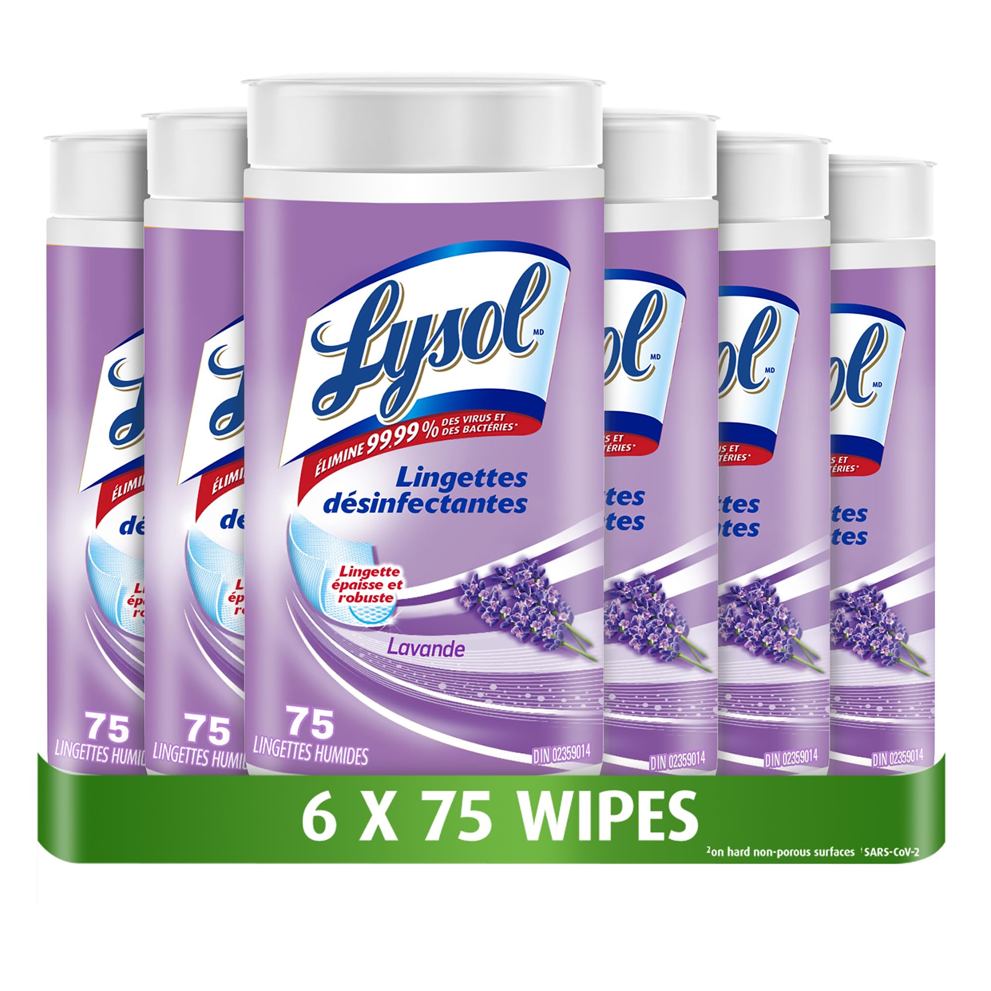 Lysol Disinfecting Wipes, Thick Cleaning Wipes with Micro Pocket Pattern for Home & Electronics, Eliminates Germs on 100+ Surfaces, Removes Allergens, Lavender Scent, 6 x 75 Count (450 Total Wipes) 🍁 All In One Marketplace Canada