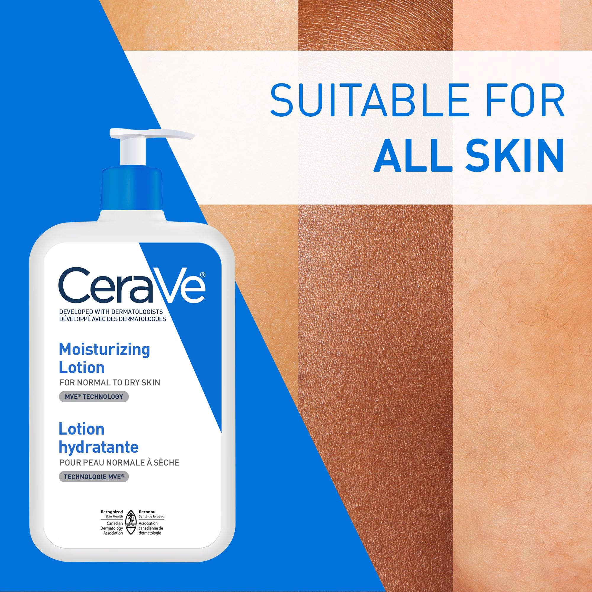 CeraVe Moisturizing Lotion, Daily Lightweight Face & Body Moisturizer with Hyaluronic Acid & Ceramides, Suitable for Dry & Sensitive Skin, Fragrance-Free, Non-Comedogenic & Allergy Tested, 473 mL 🍁 All In One Marketplace Canada