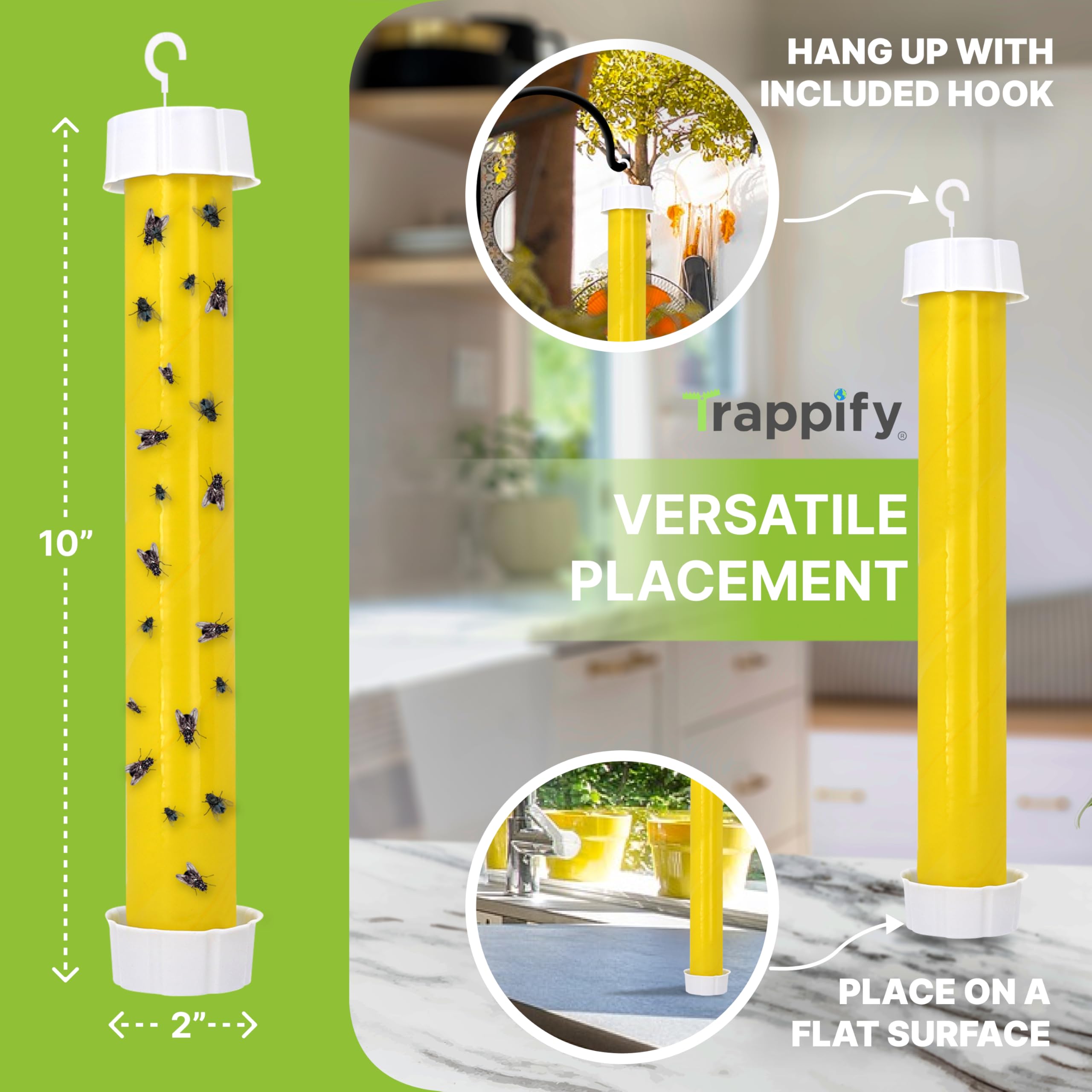 Trappify Hanging Fly Traps Outdoor: Fruit Fly Traps for Indoors | Fly Catcher, Gnat, Mosquito, & Flying Insect Catchers for Inside Home - Disposable Sticky Fly Trap for Indoor House Pest Control (2) 🍁 All In One Marketplace Canada