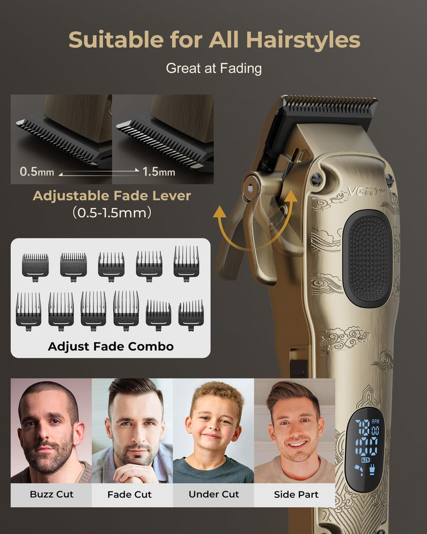 VGRPRO Hair Clippers for Men Professional, Cordless Hair Clippers for Hair Cutting, Mens Clippers and Trimmers Set, Electric Hair Trimmer for Men with Package Case (Gloden) 🍁 All In One Marketplace Canada