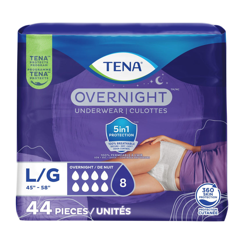 TENA Adult Incontinence, Discrete Disposable, Underwear, Comfortable Fit, Overnight Protection, Unisex, Large (L), 44 Count 🍁 All In One Marketplace Canada