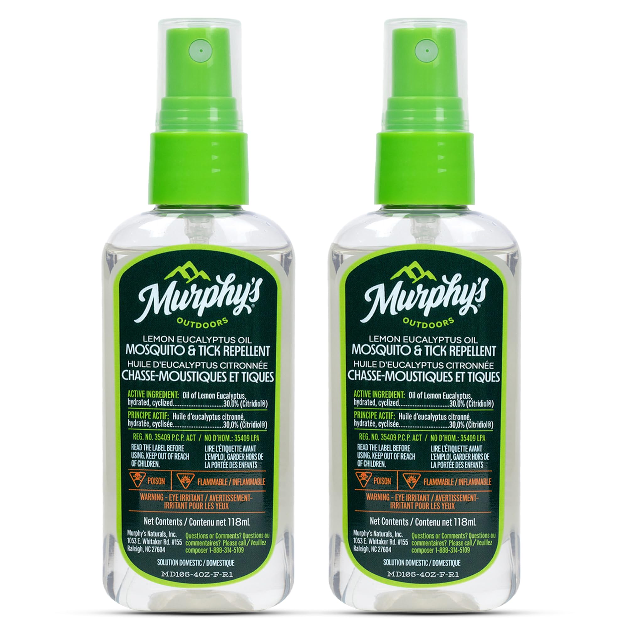 Murphy's Outdoors Mosquito & Tick Bug Repellent Spray, Oil of Lemon Eucalyptus for Skin and Outdoor Gear, 118mL Pump, 2-Pack 🍁 All In One Marketplace Canada