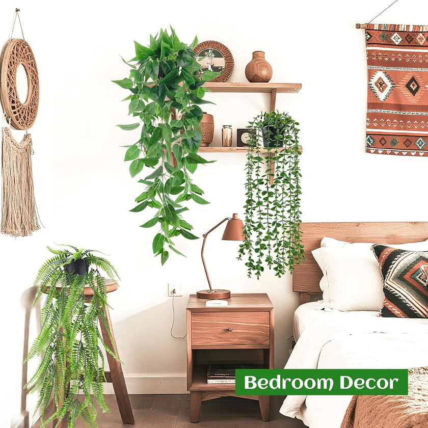 Der Rose 4Pcs Fake Plants, Artificial Plants Fake Hanging Plants for Boho Home Bathroom Bedroom Living Room Office Wall Shelf Decor Indoor Outdoor 🍁 All In One Marketplace Canada