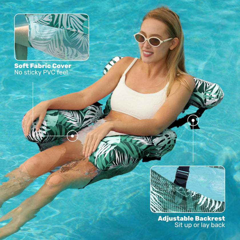 SLOOSH Inflatable Pool Floats Adult,2 Packs Floating Lounge Chairs,Blow up Pool Noodles for Adult Heavy Duty,Floating Chair for Party Summer Water Beach Lake Fun,Tropical Leaves-Green,Blue 🍁 All In One Marketplace Canada