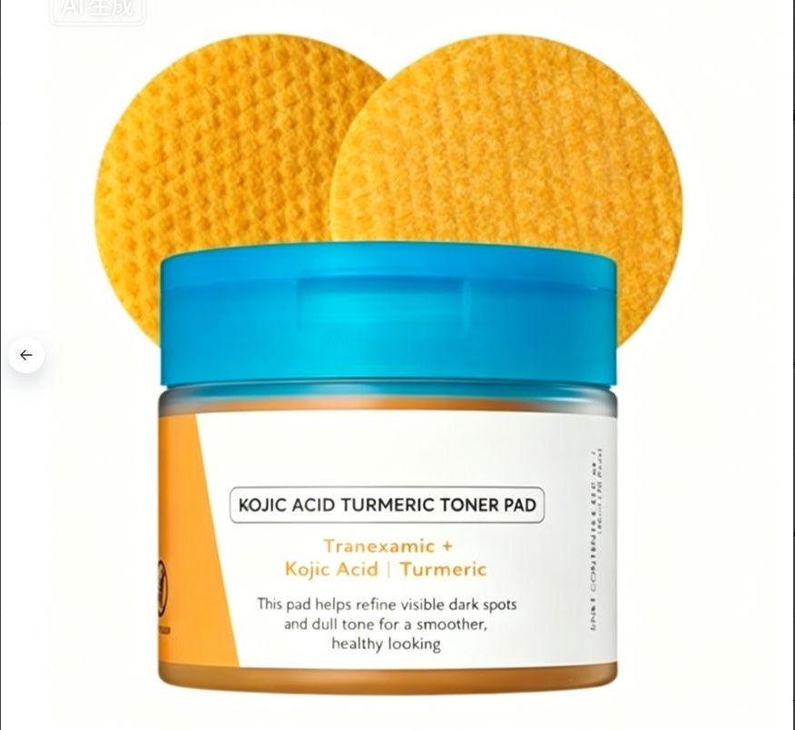 Kojic Acid Turmeric Toner Pads Exfoliating Facial Cotton Pads Brightening Dark Spot