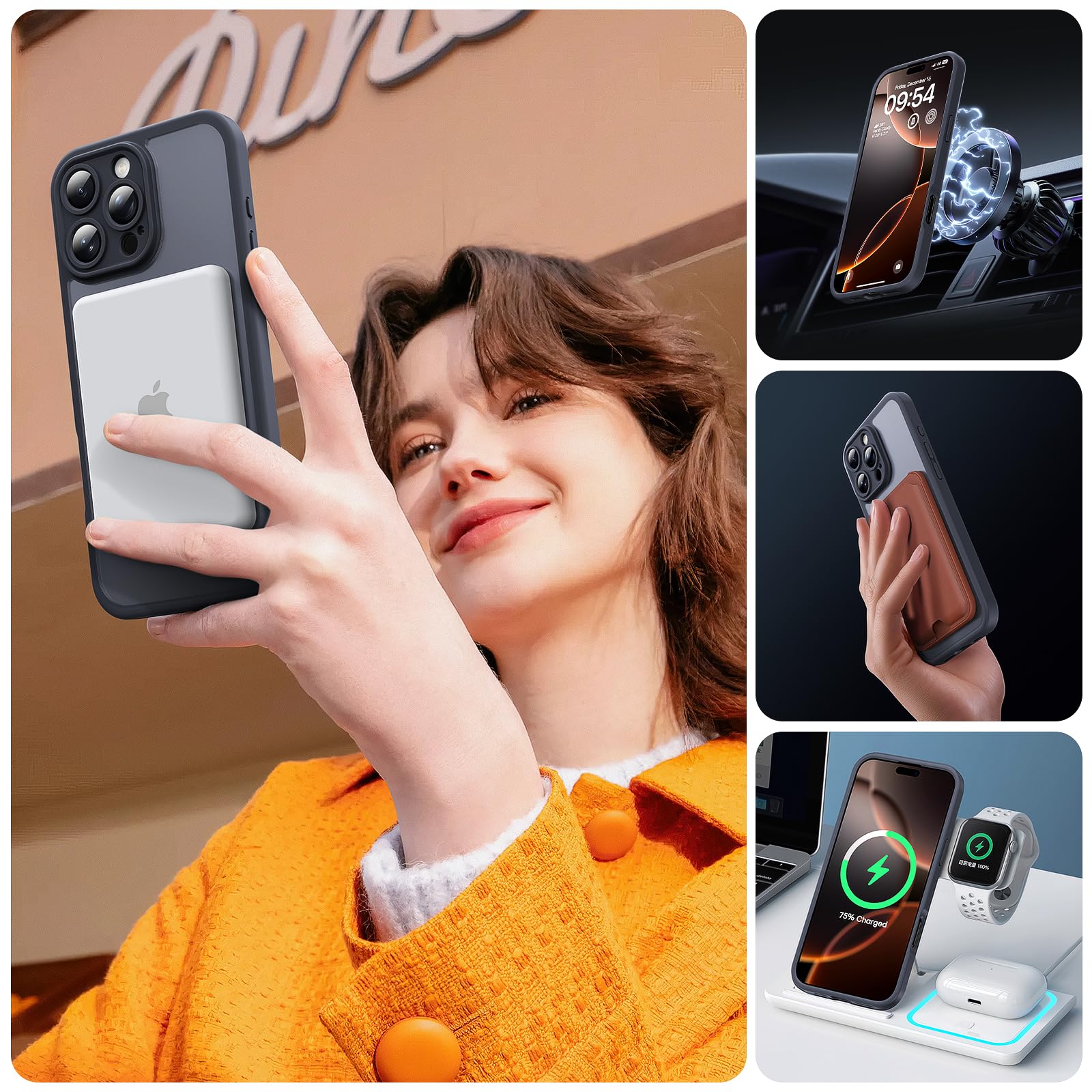 TOCOL Magnetic for iPhone 16 Pro Max Case, Upgraded Full Camera Protection, Fit for MagSafe, Rugged Phone Case for iPhone 16 Pro Max 6.9 Inch, Drop Protection, Anti-Scratch, Black 🍁 All In One Marketplace Canada
