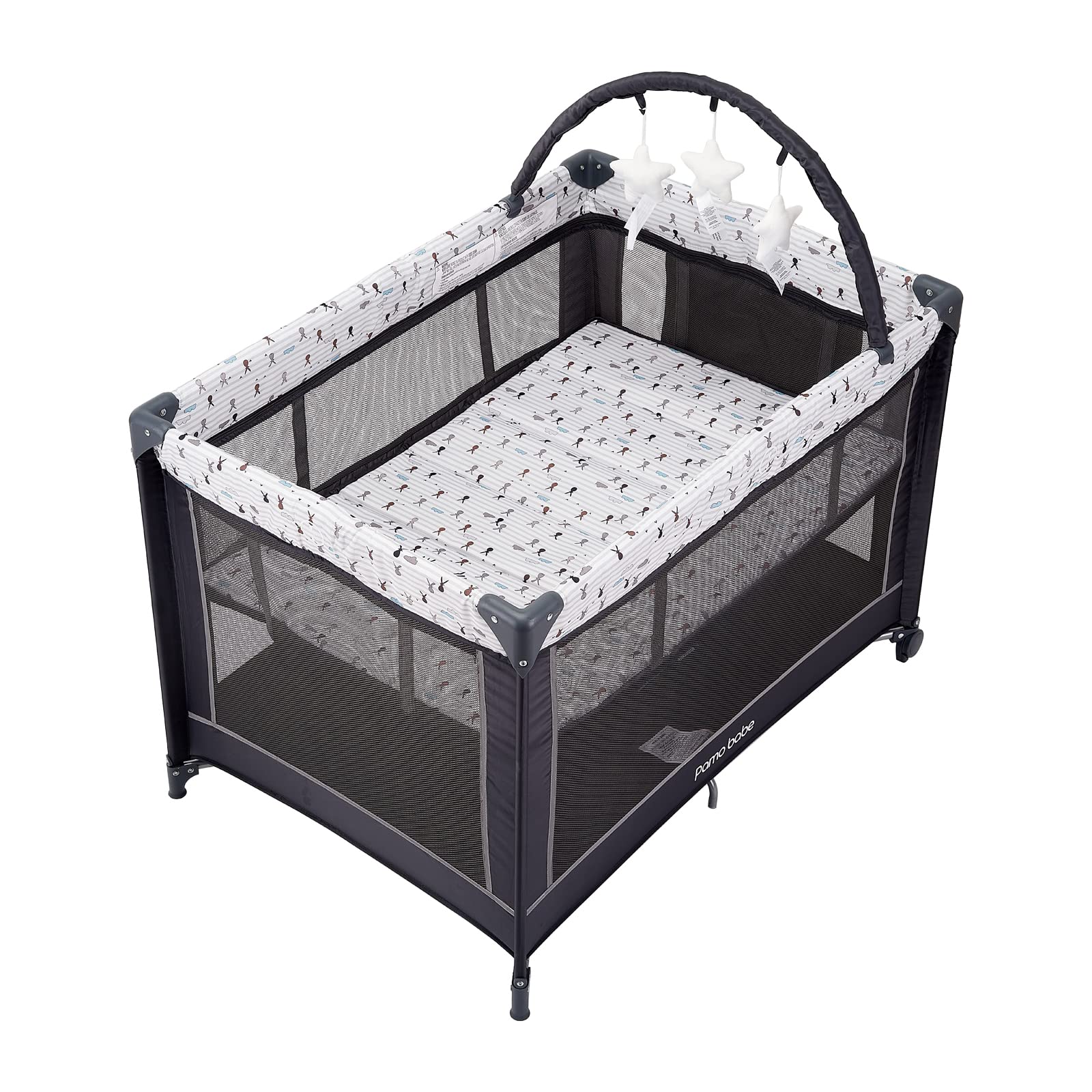 Pamo Babe Portable Baby Playpen, Lightweight Travel Playard with Mattress and Wheels (Rabbit) 🍁 All In One Marketplace Canada