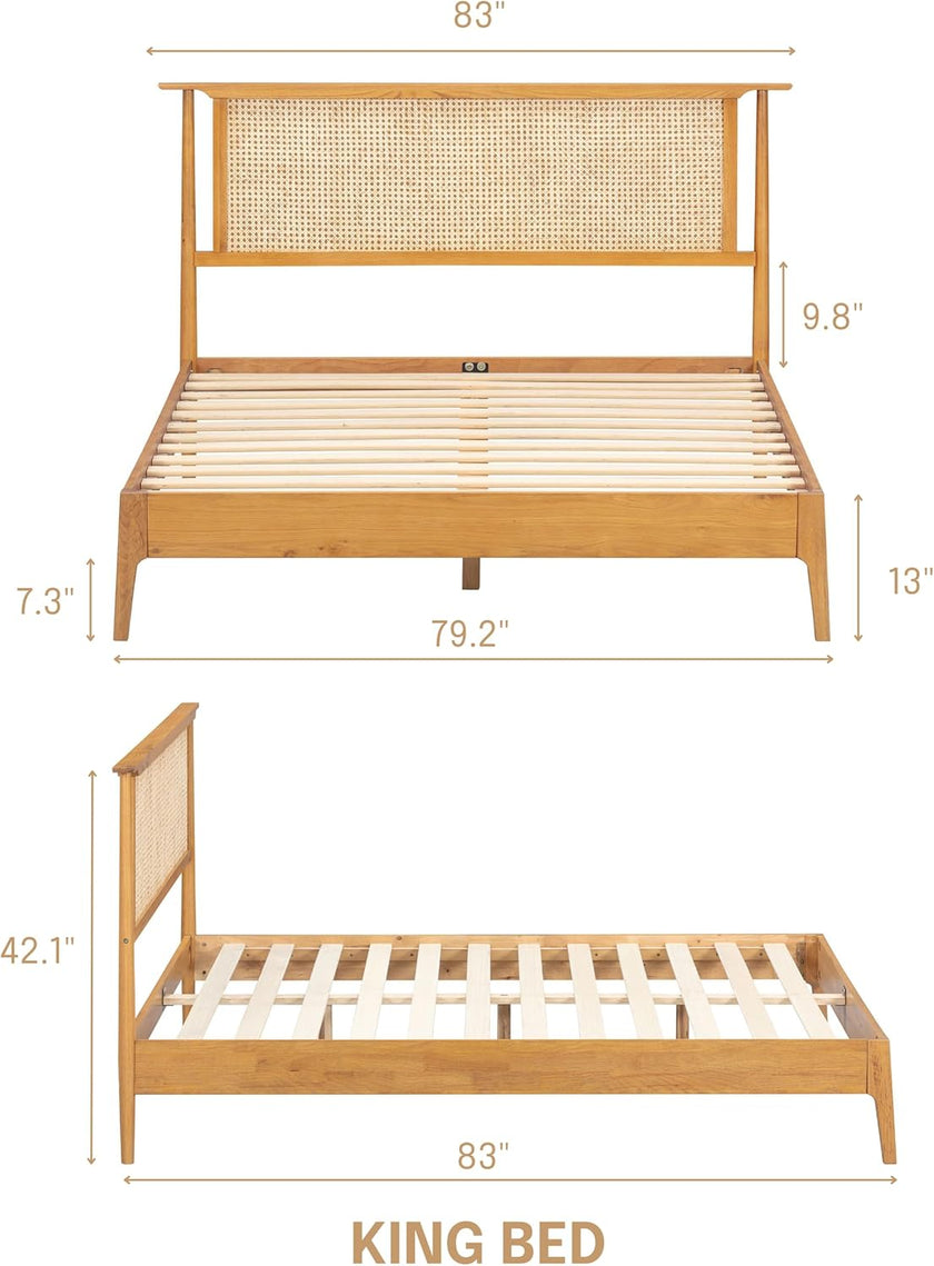 Ruby Natural Rattan Bed Frame