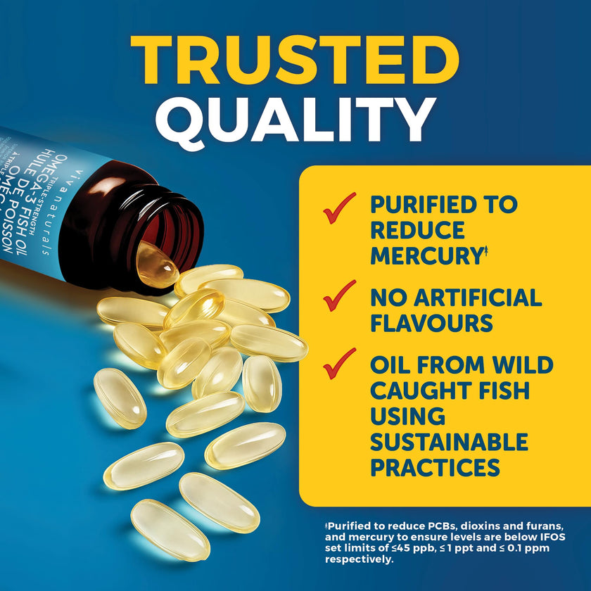 Omega 3 Fish Oil Supplements – 2500 mg High Potency Fish Oil with 1500 mg EPA & 570 mg DHA Omega 3 Fatty Acids in rTG Form for Better Absorption, No Fishy Aftertaste, IFOS Certified, 180 Softgels 🍁 All In One Marketplace Canada