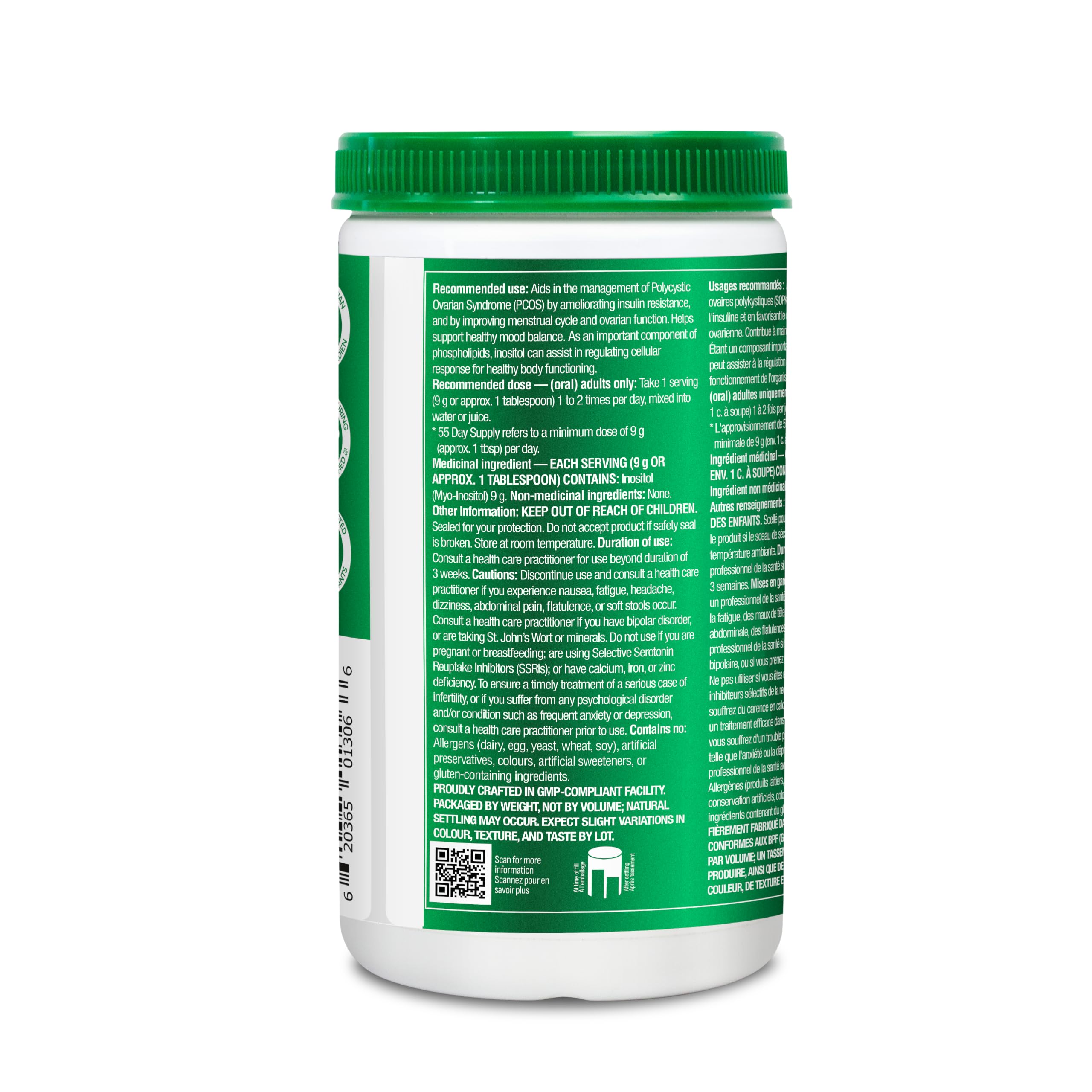 Organika Canadian-Made Inositol (Myo-Inositol)- Cellular Response, Mood Balance, Insulin Support- 500g 🍁 All In One Marketplace Canada