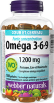 Webber Naturals Omega 3-6-9 1,200 mg Fish Oil, 180 Clear Enteric No Fishy Aftertaste Softgels, Supports Cardiovascular Health and Brain Function 🍁 All In One Marketplace Canada