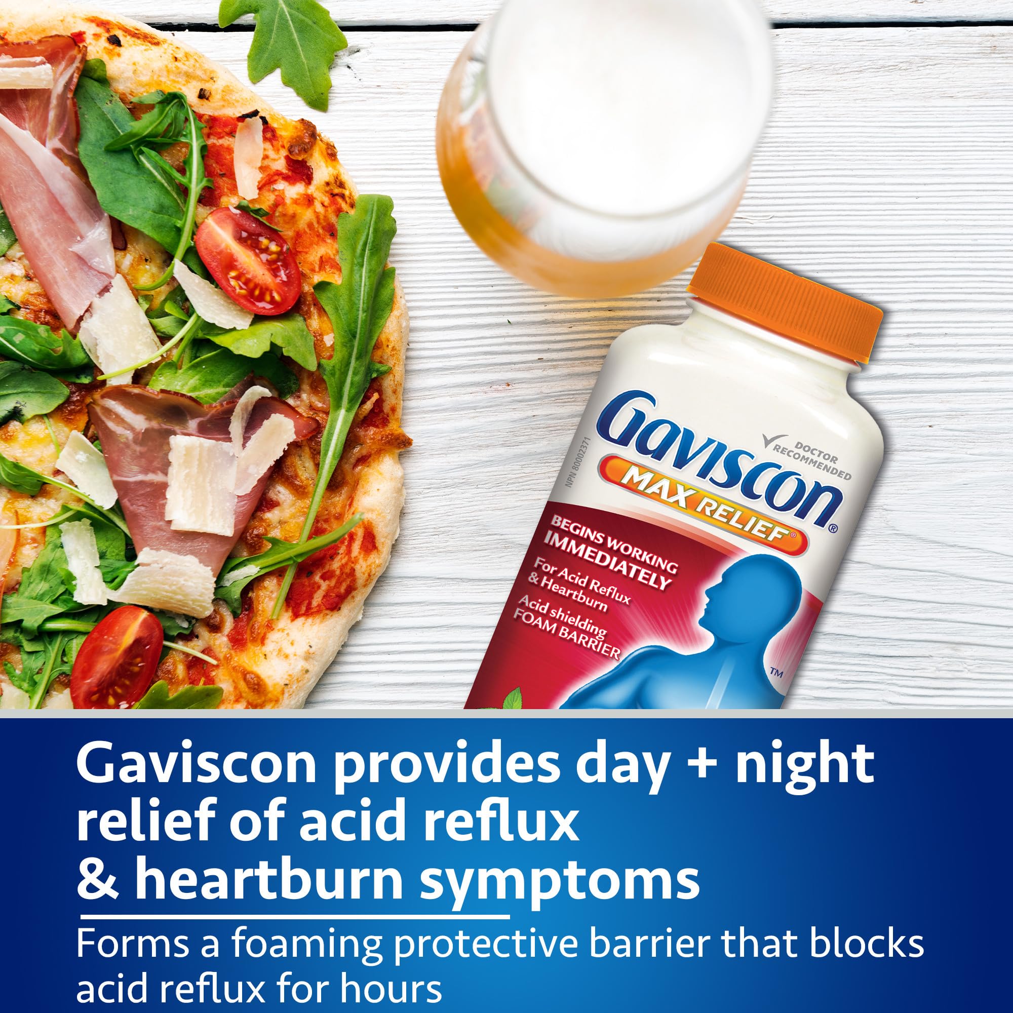 Gaviscon Max Relief Tablets - 50 Count - Chewable Foaming Antacid Tablets for Day and Night Heartburn Relief, Acid Reflux and GERD Relief, Berry Blend - Free of Aluminum, Lactose and Gluten 🍁 All In One Marketplace Canada