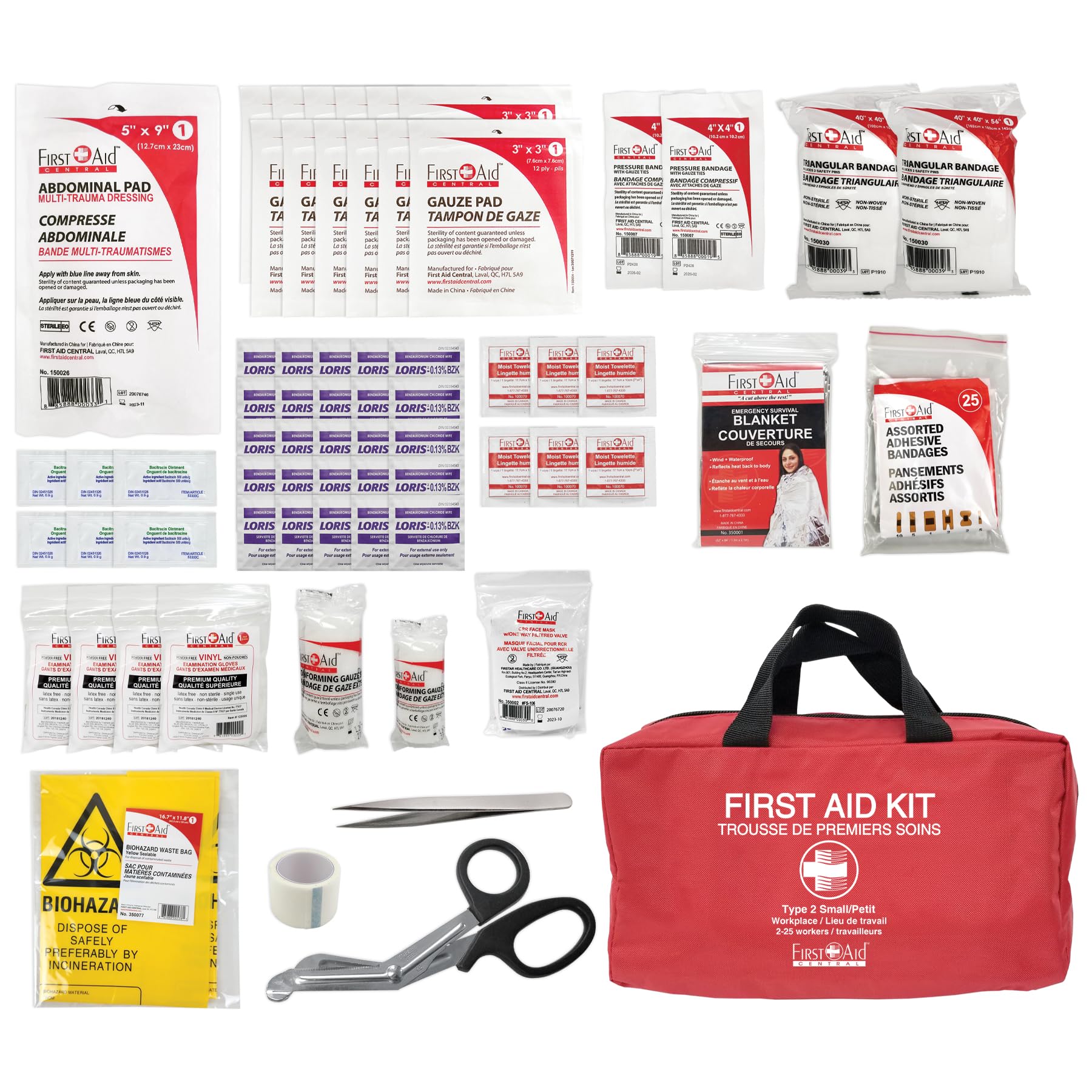First Aid Central AZ-CSA2SN Type 2 25-Person Basic First Aid Kit, 91 Pieces 🍁 All In One Marketplace Canada