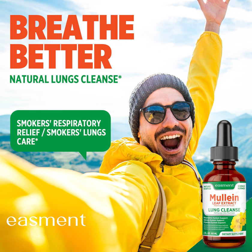 Easment Mullein Leaf Extract Drops for Lungs – Herbal Supplement for Lung Cleanse, Mucus & Phlegm Relief – Alcohol-Free Liquid 🍁 All In One Marketplace Canada