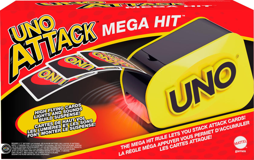 Mattel Games UNO Attack Mega Hit Card Game with Random-Action Launcher with Lights & Sounds & 112 Cards, Kid, Teen & Adult Game Night Ages 7 Years & Older 🍁 All In One Marketplace Canada