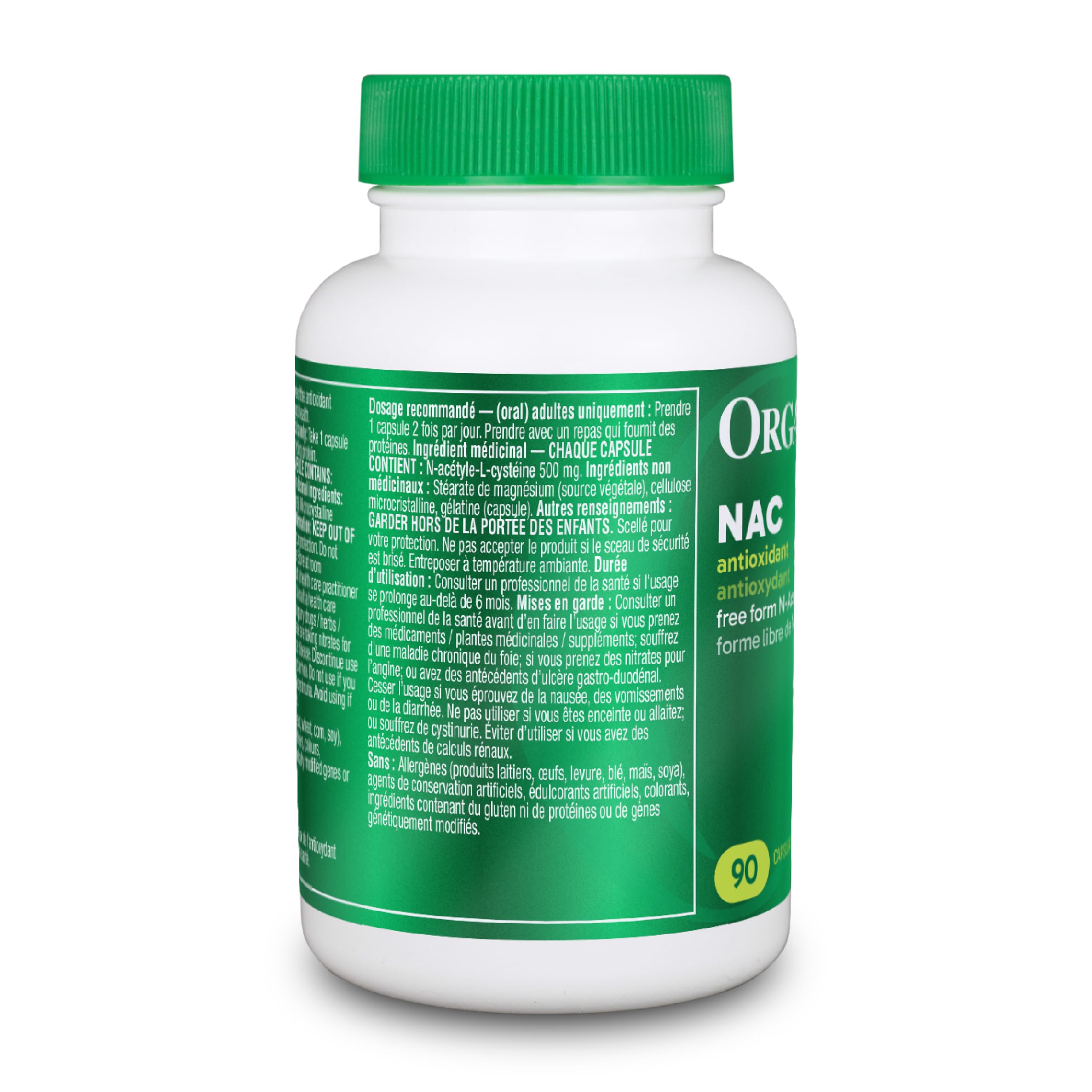 Organika Canadian-Made NAC (N-Acetyl-L-Cysteine) 500mg- Supports Antioxidant Glutathione Levels, Immune System Support, Liver and Detox Support- 90 caps 🍁 All In One Marketplace Canada