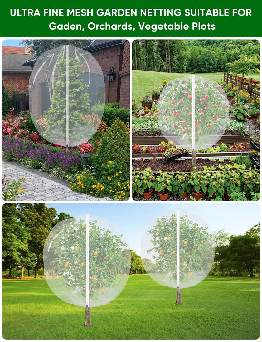 4Pack Garden Fruit Tree Netting for Cicadas with Zipper 150 x 120cm Garden Bird Mesh Netting for Blueberry Bushes with Drawstring,Insect Plant Protection Mesh Net Bags for Tomato,Cicada,Animals 🍁 All In One Marketplace Canada