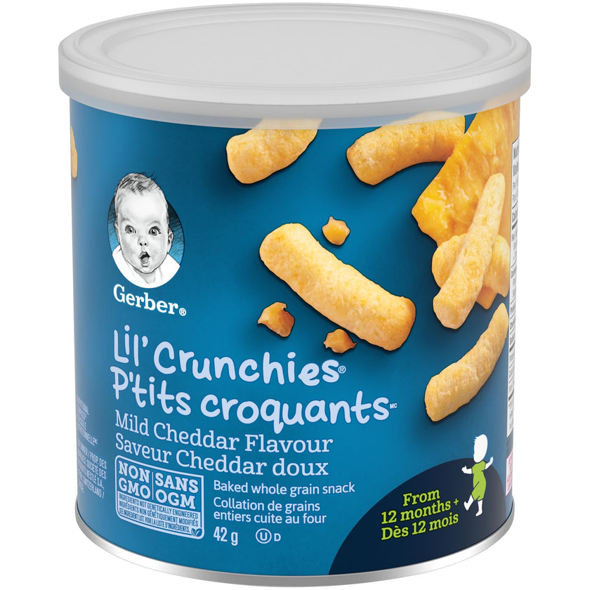 GERBER Lil’ Crunchies Mild Cheddar Flavour Toddler Snacks, 6 Boxes, 252 g 🍁 All In One Marketplace Canada