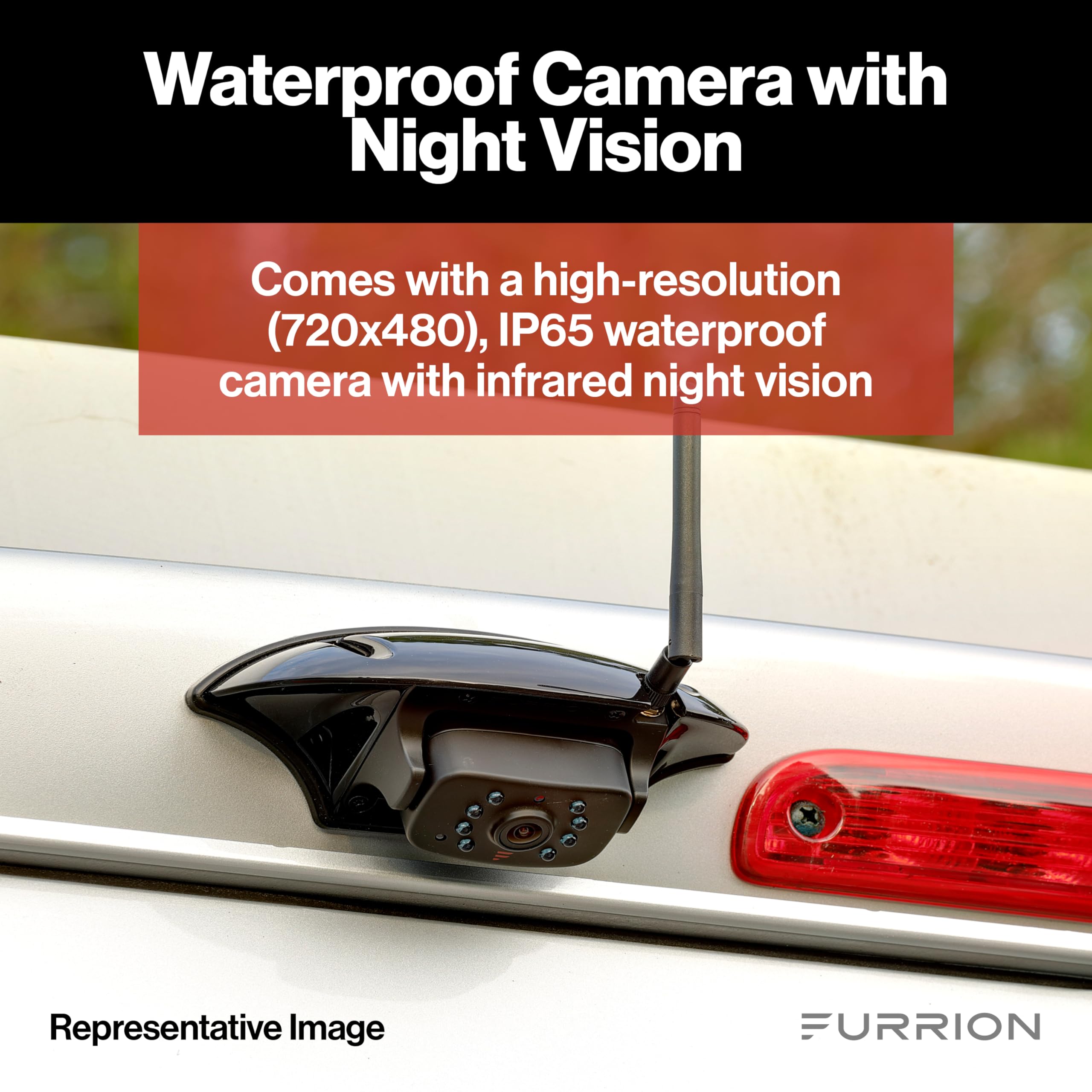 Furrion Vision S Wireless RV Backup Camera System with 4.3-Inch Monitor, 1 Rear Sharkfin Doorway Security, Infrared Night Vision, Wide-Angle View, Hi-Res, Waterproof - FOS43TASF 🍁 All In One Marketplace Canada