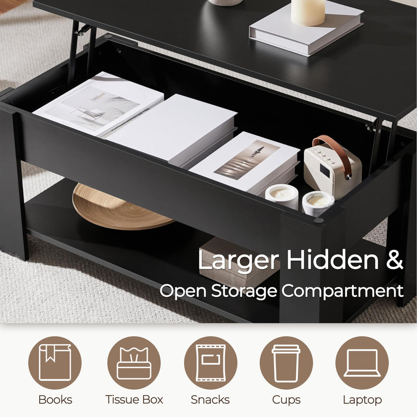 Yaheetech Coffee Table with Storage, Lift Top, 98cm L, Black 🍁 All In One Marketplace Canada