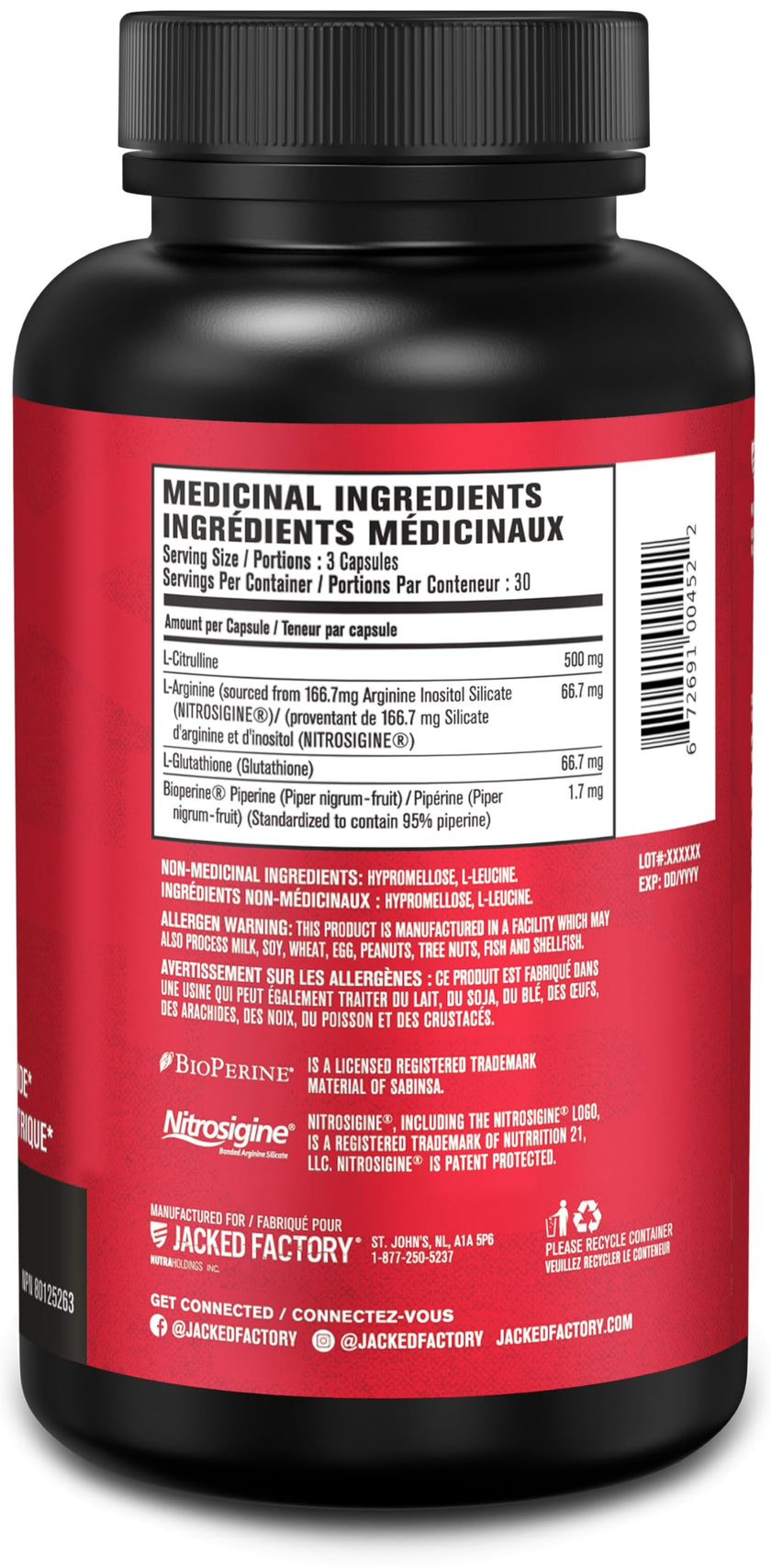 Nitric Oxide Supplement N.O. XT with Nitrosigine L Arginine & L Citrulline for Muscle Growth, Pumps, Vascularity, & Energy - 90 Count 🍁 All In One Marketplace Canada